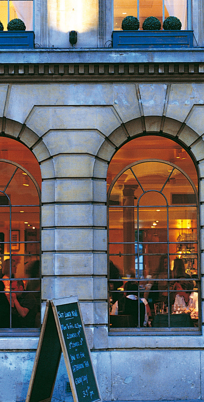 Historic Old Bank Hotel facade at dusk