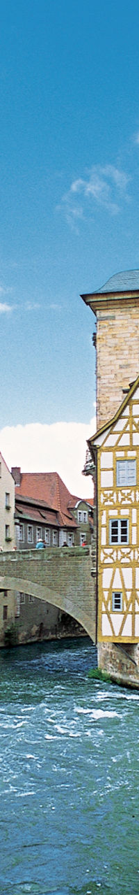 Historic bridge and town hall in Bamberg
