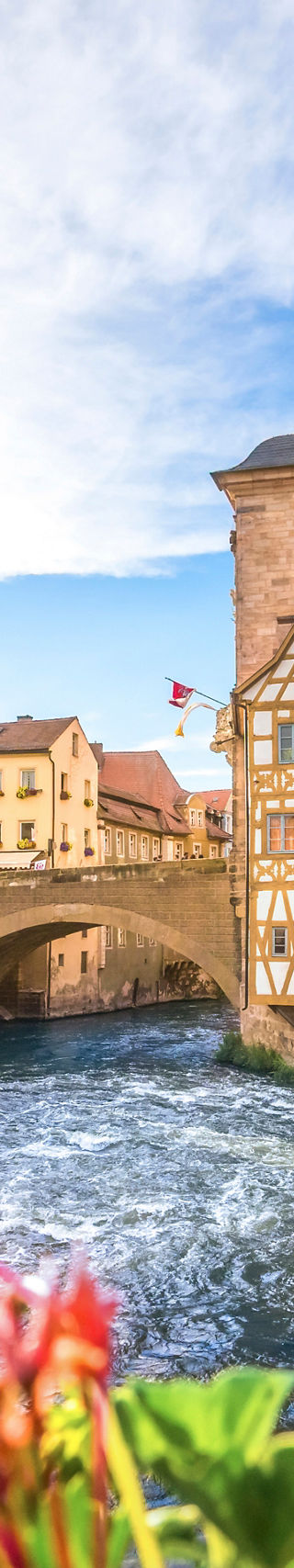 Historic German town with riverside architecture