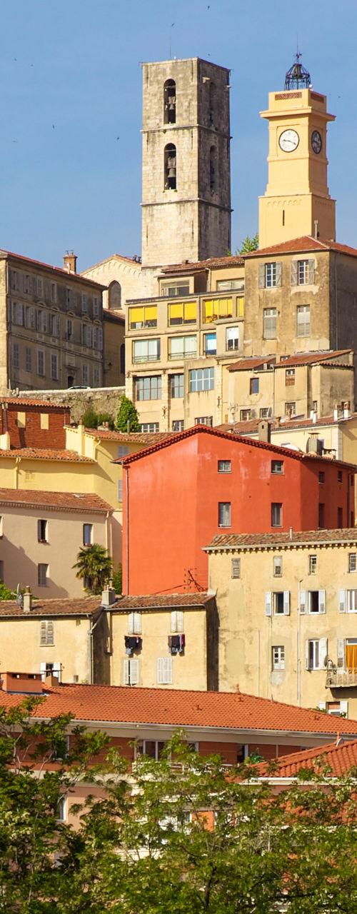 Charming hillside town with colorful buildings