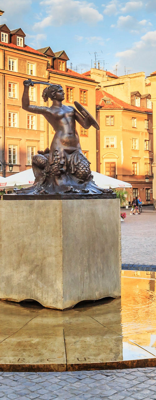 Historic Warsaw Old Town Square at Sunset
