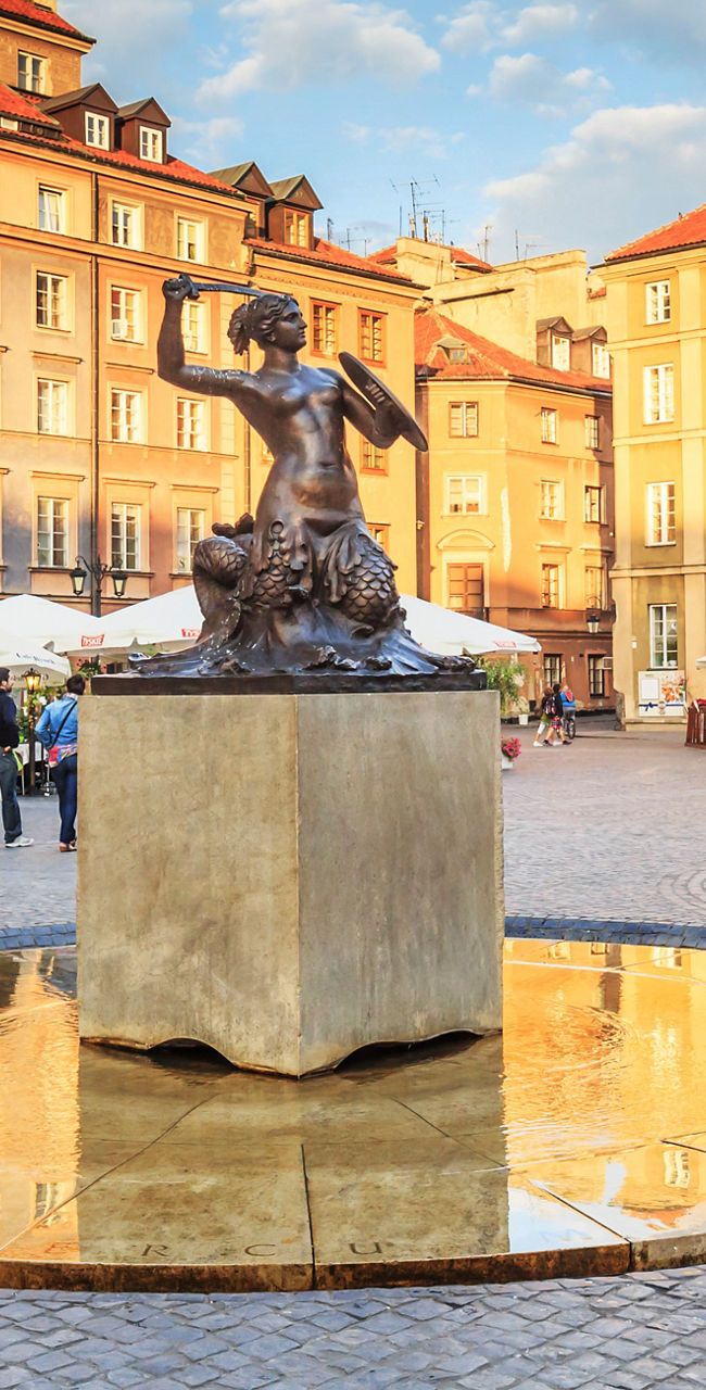 Historic Warsaw Old Town Square at Sunset