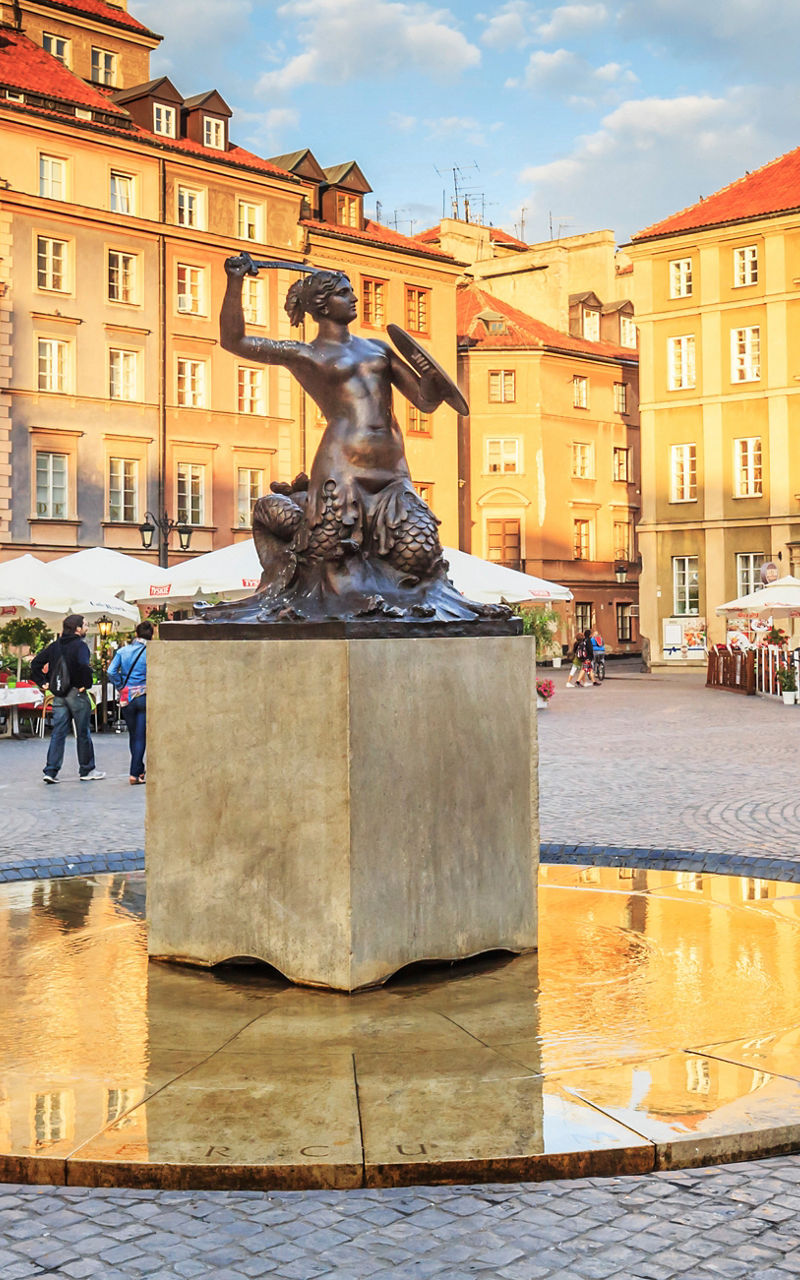 Historic Warsaw Old Town Square at Sunset