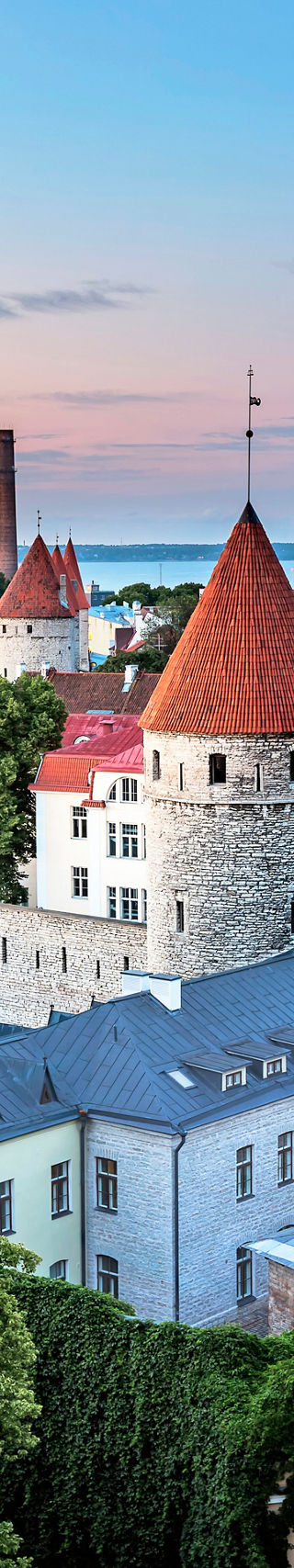 Historic Tallinn skyline at sunset