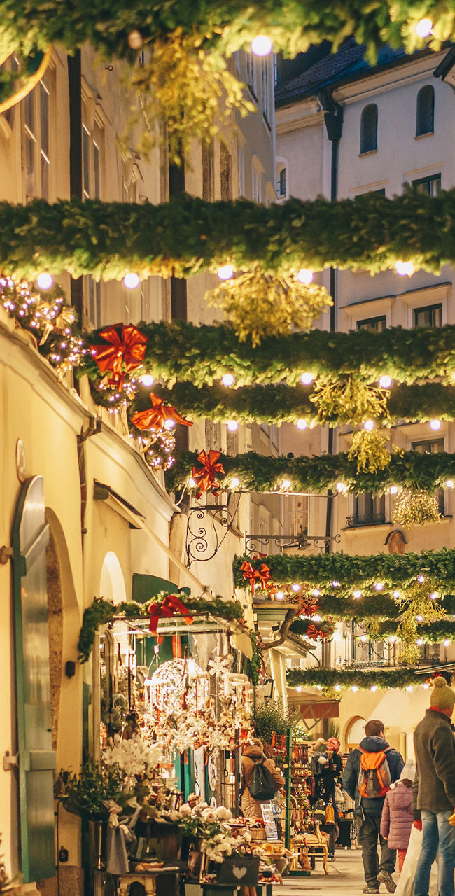 Festive alley with holiday decorations