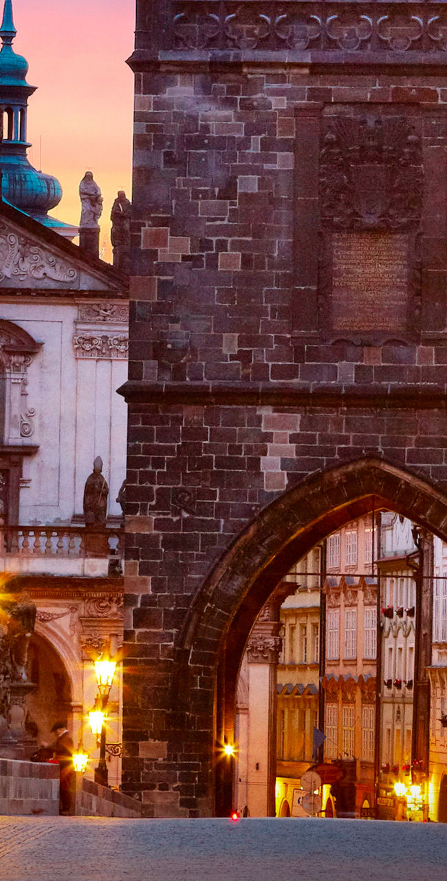 Charles Bridge at sunset in Prague