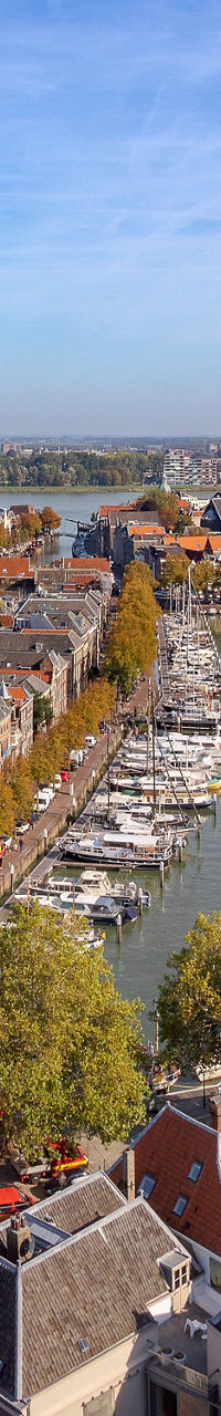 Scenic aerial view of historic Dutch city