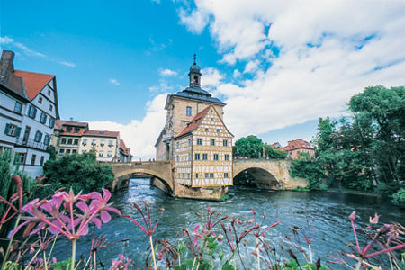 Historic German building over river