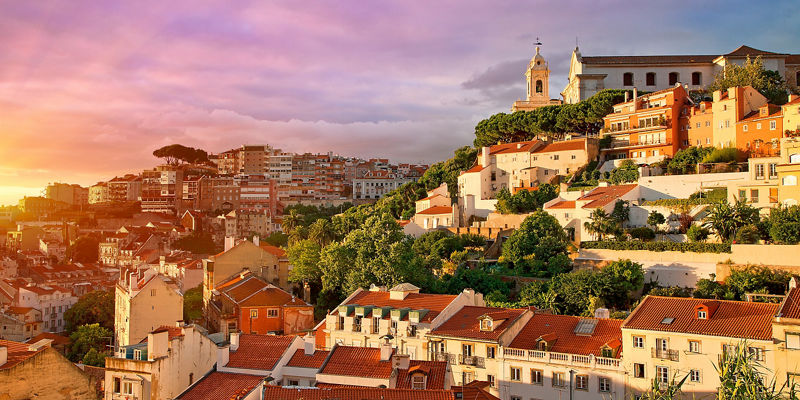 Scenic Lisbon cityscape at sunset