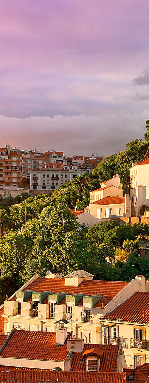 Scenic Lisbon cityscape at sunset