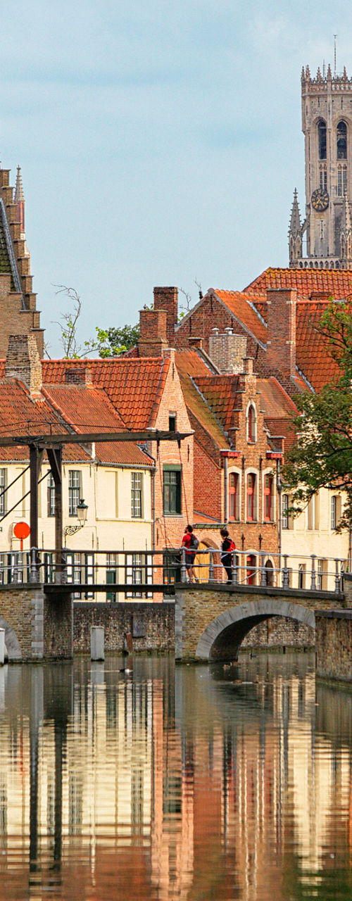Scenic canal view in Bruges, Belgium