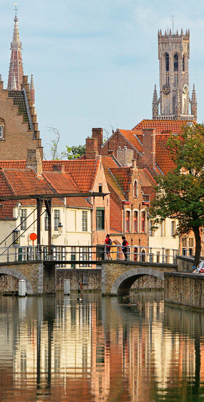 Scenic canal view in Bruges, Belgium