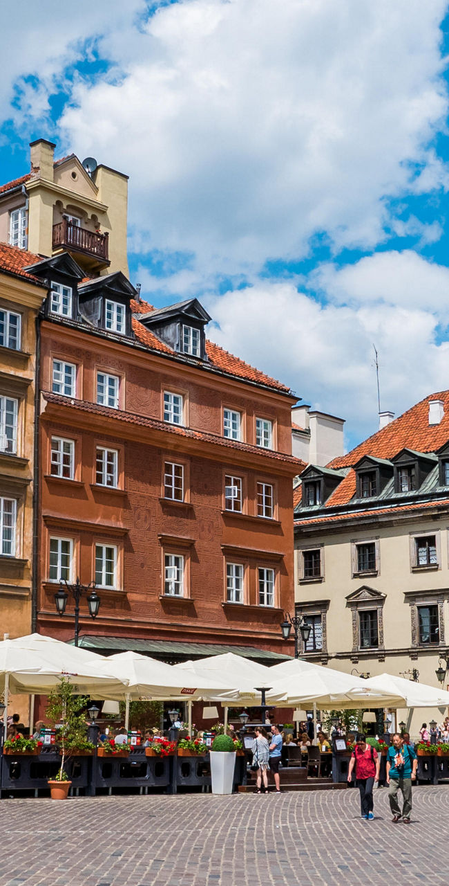 Historic European square with colorful buildings