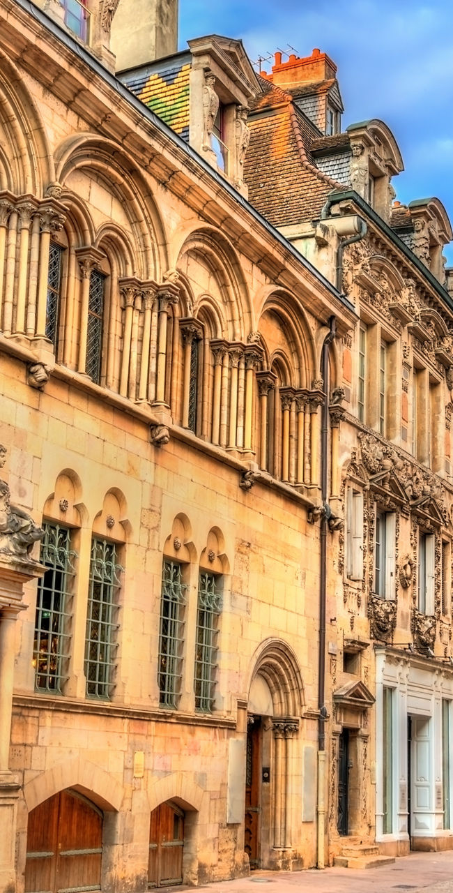 Historic European street with ornate architecture