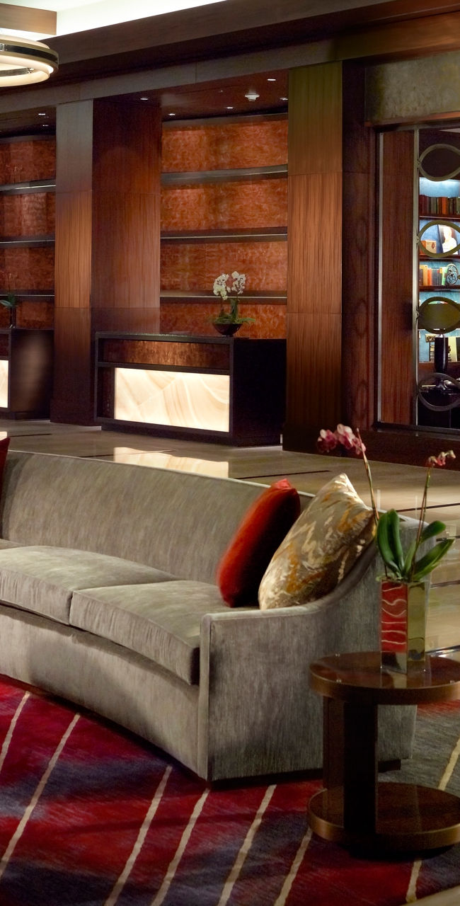 Modern hotel lobby with elegant decor