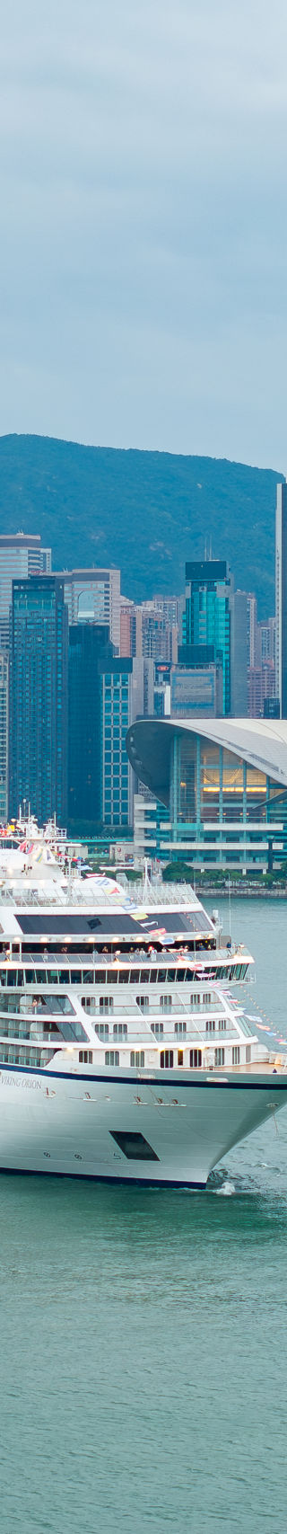 Luxury cruise ship in Hong Kong harbor