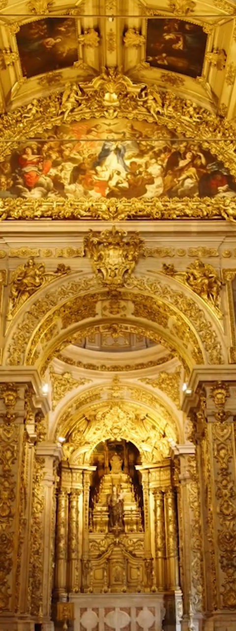Ornate Baroque Church Interior with Gold Detailing