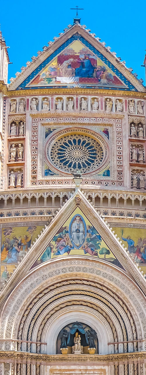 Orvieto Cathedral under clear blue sky