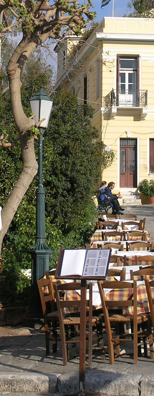 Outdoor cafe in historic European square