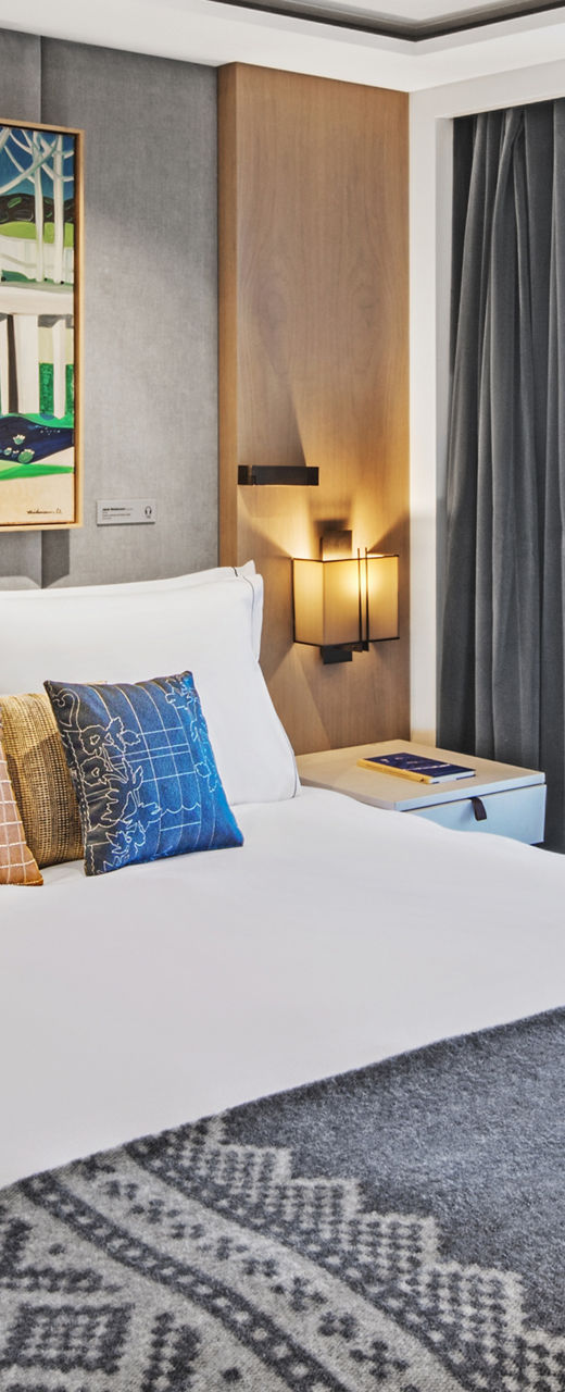 Luxury ocean-view bedroom with modern decor