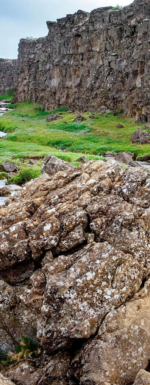 Scenic rocky river landscape with cliffs