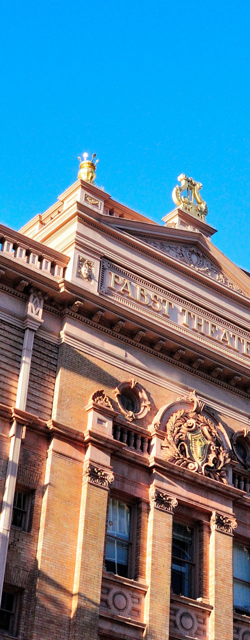 Historic architecture under clear blue sky