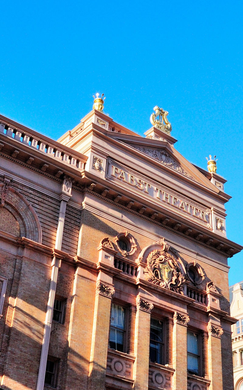 Historic architecture under clear blue sky