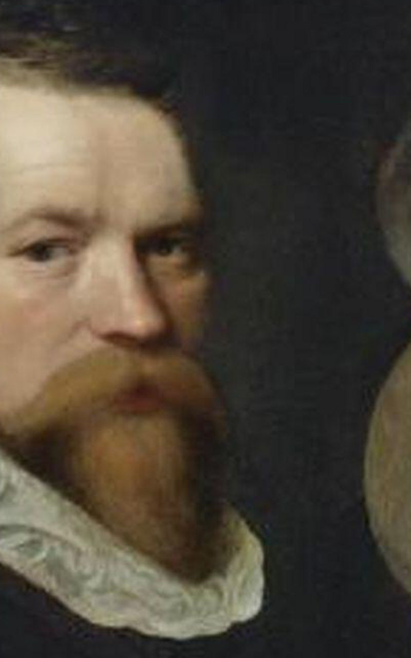Historical portrait with tulip and objects