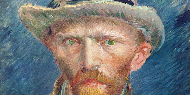 Impressionist portrait of person in light hat