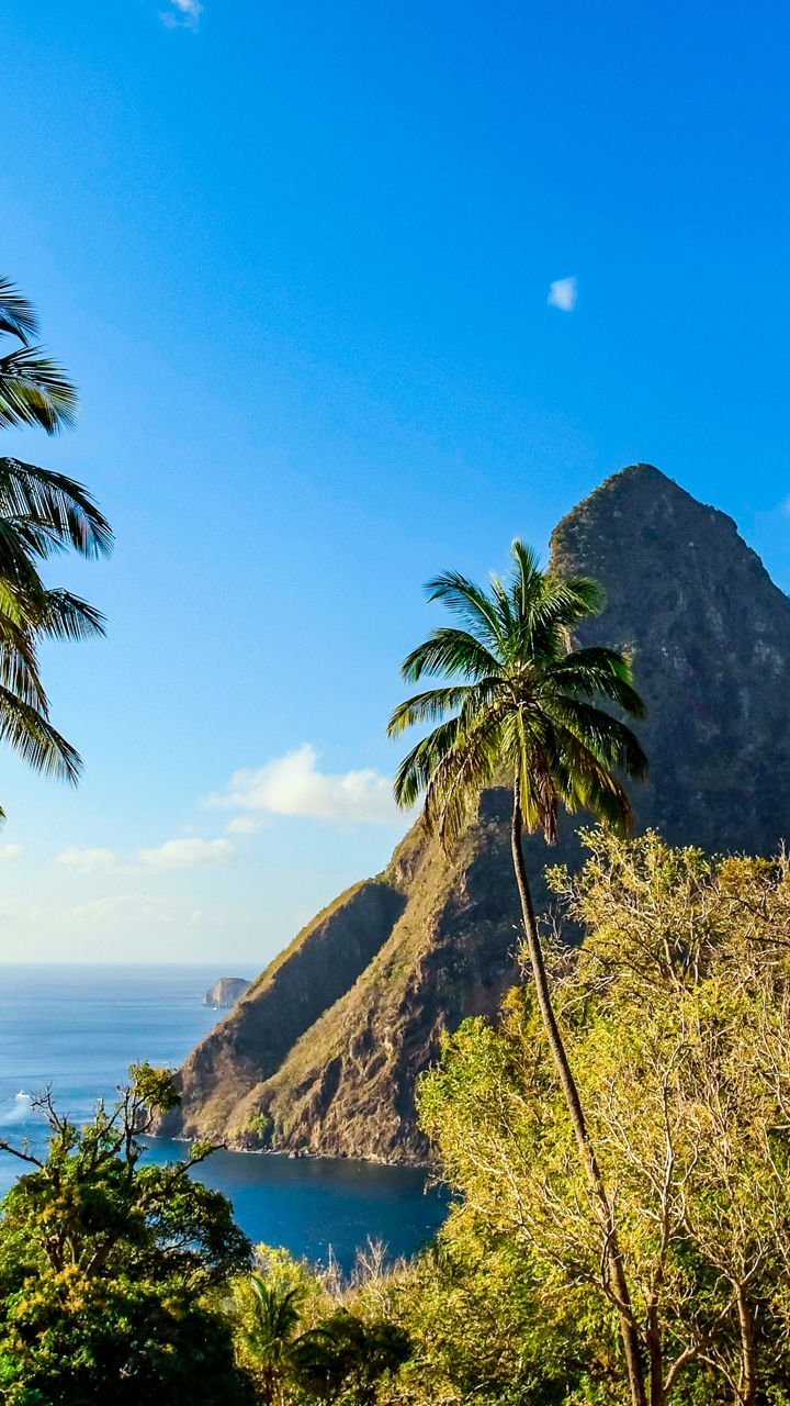 Scenic view of Pitons in St. Lucia