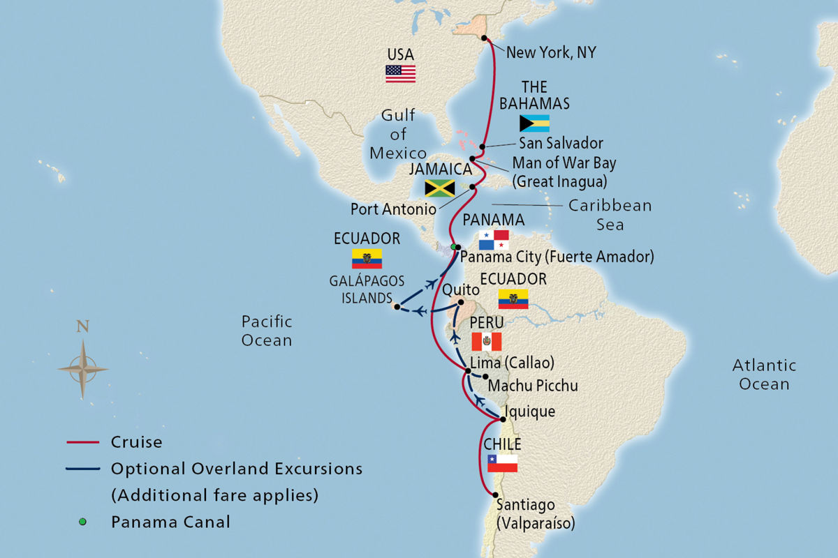 Panama Canal & the Americas – route map