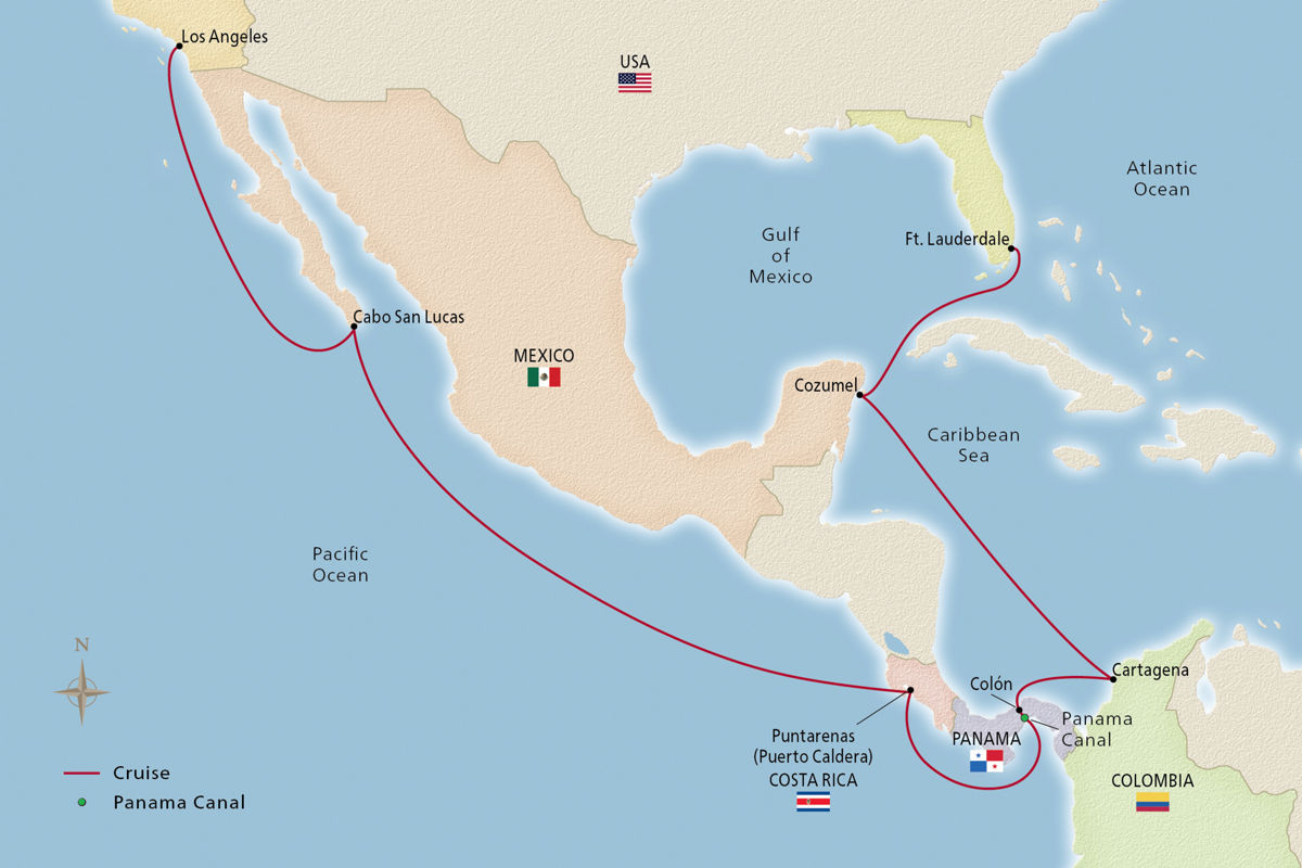 Panama Canal & the Pacific Coast – route map