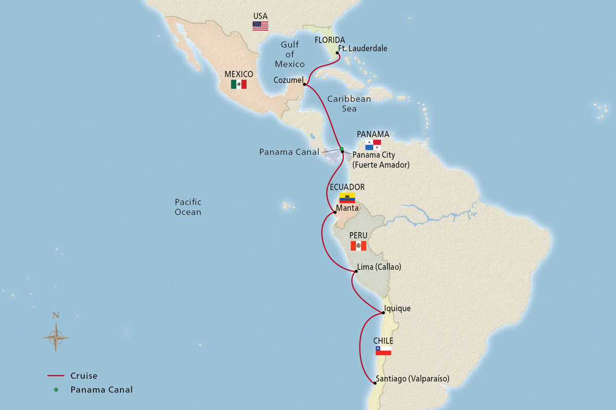 Panama & Scenic South America – route map