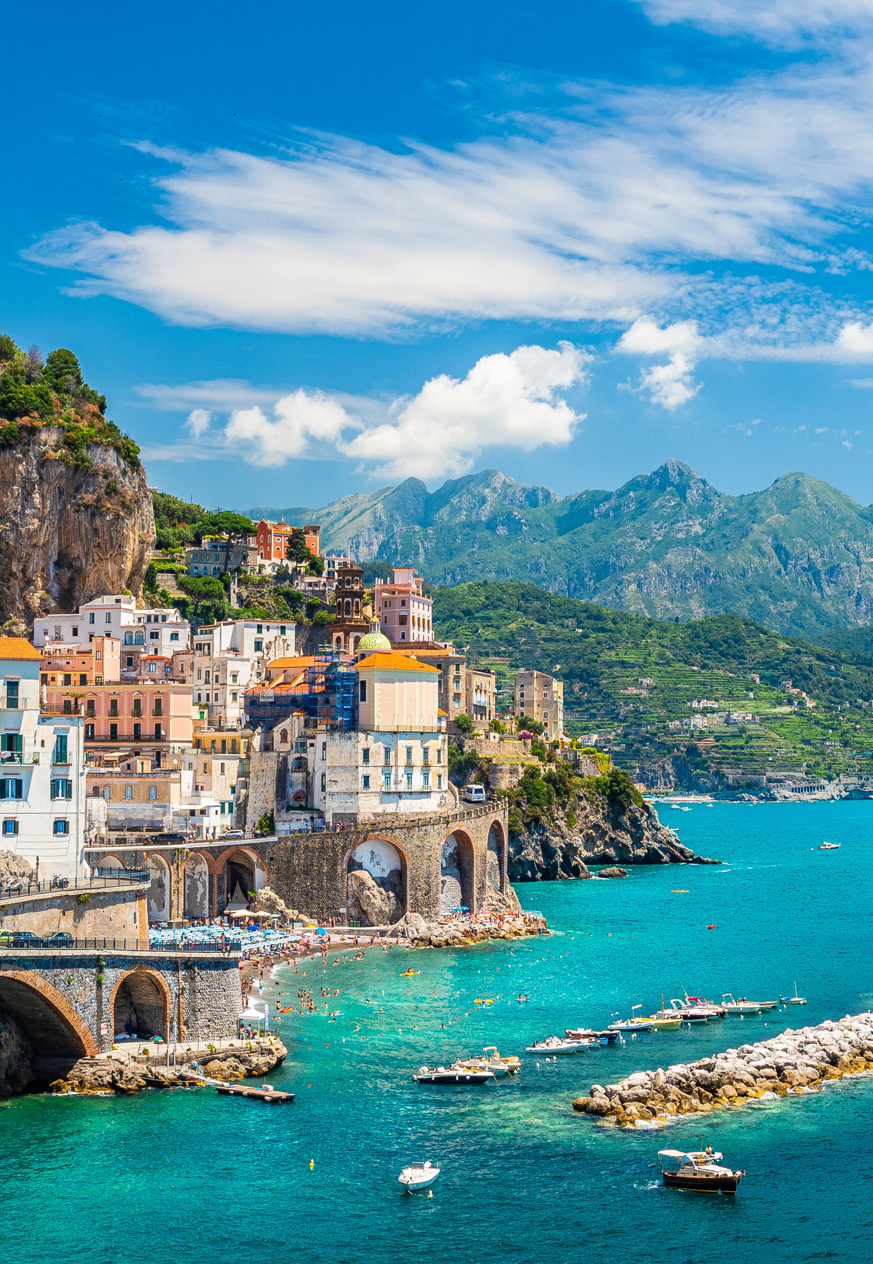 Scenic Amalfi Coast with vibrant flowers