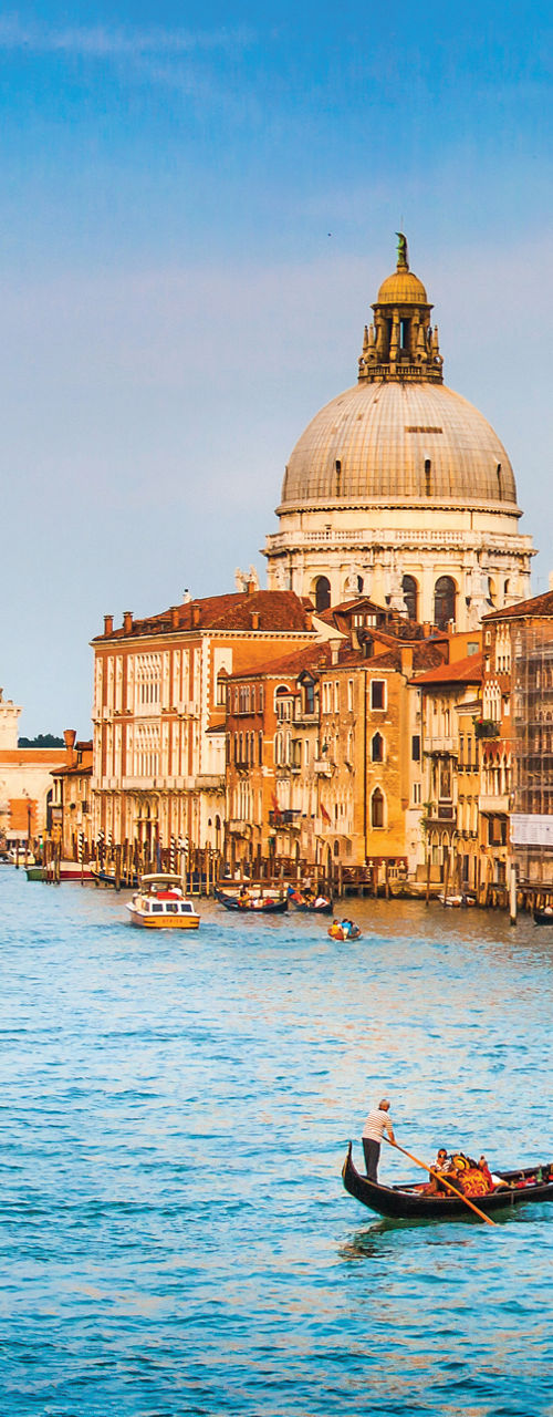 Scenic Venice Grand Canal with Gondolas
