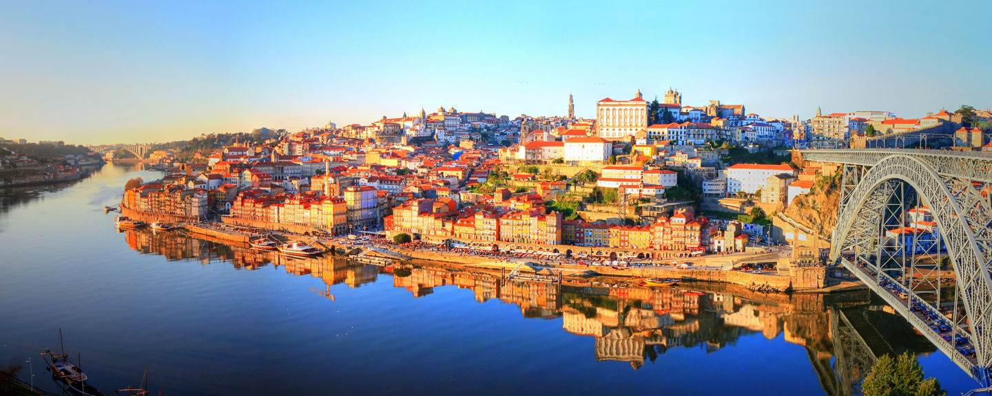 Panoramic view of Porto with river and bridge