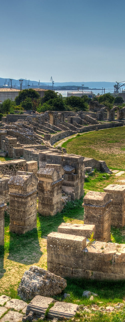 Ancient ruins with scenic landscape view