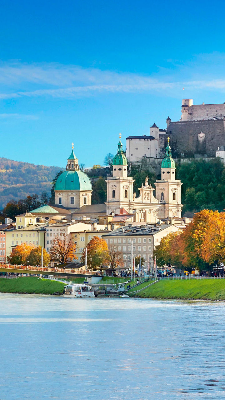 Scenic view of Salzburg with fortress