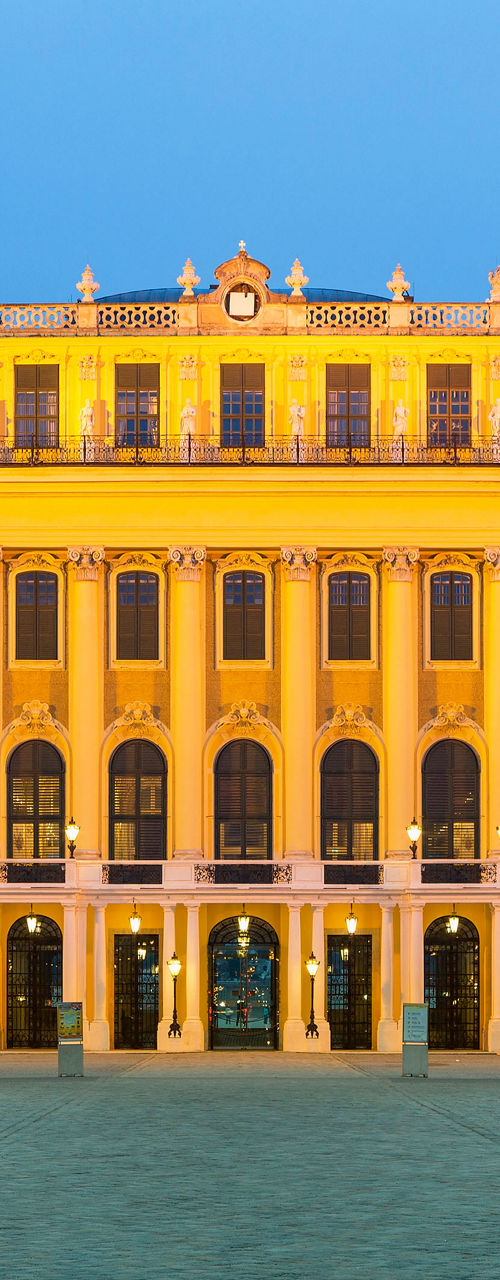 Schönbrunn Palace illuminated at dusk