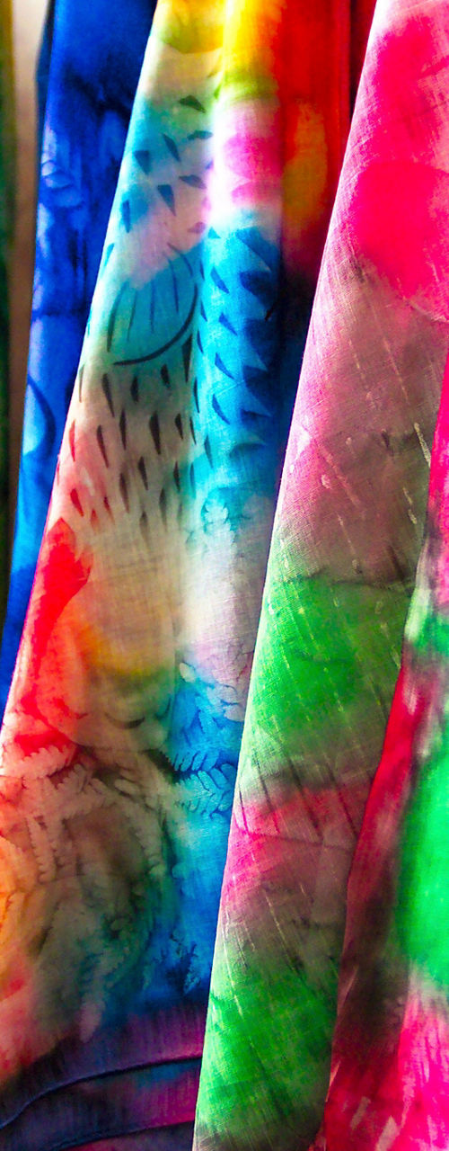 Colorful tie-dye fabric in vibrant hues