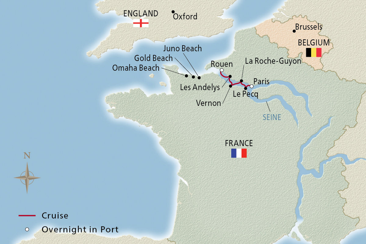 Paris & the Heart of Normandy – route map