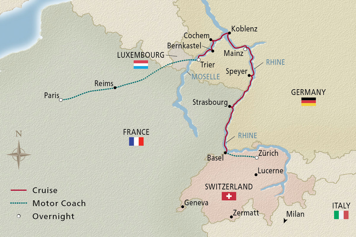 Paris to the Swiss Alps – route map