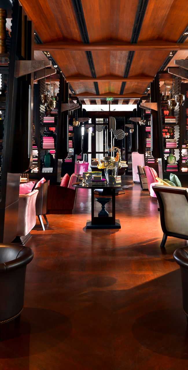 Modern luxury lounge with wooden accents