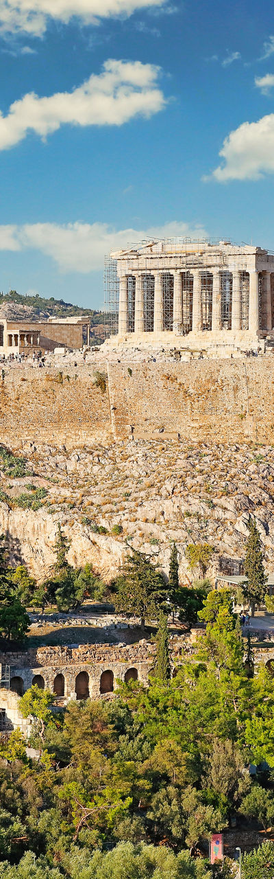 The Acropolis of Athens under blue skies
