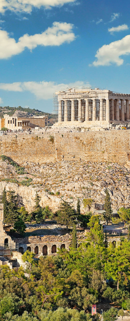 The Acropolis of Athens under blue skies