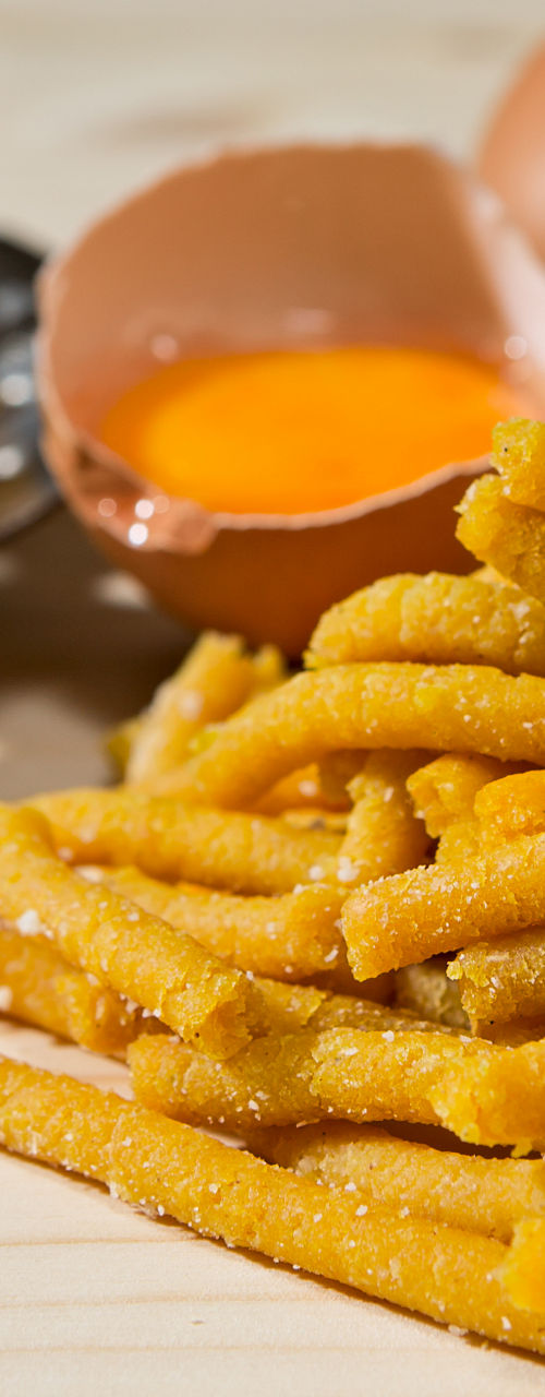 Fresh homemade pasta with eggs and flour