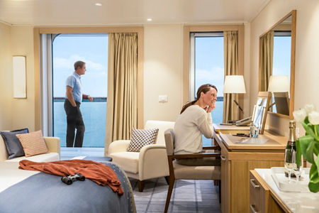 Luxury cruise cabin with ocean view