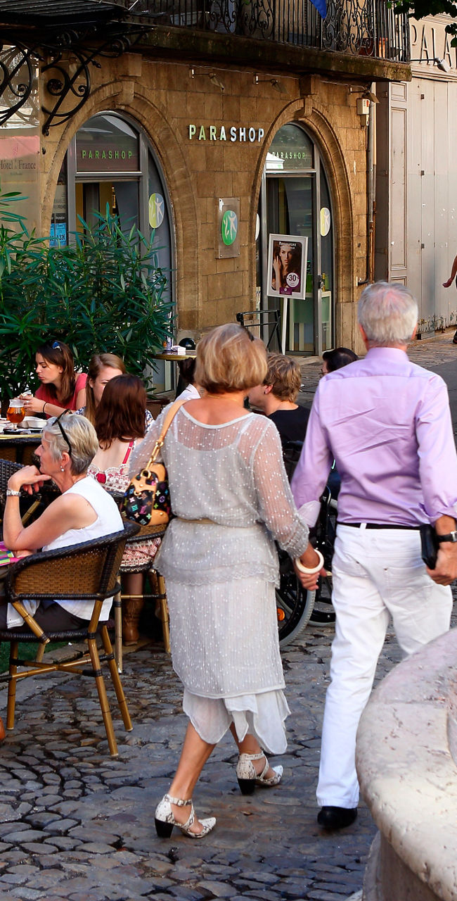 Outdoor café scene in European square