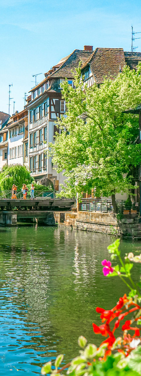 Scenic canal view in Strasbourg, France