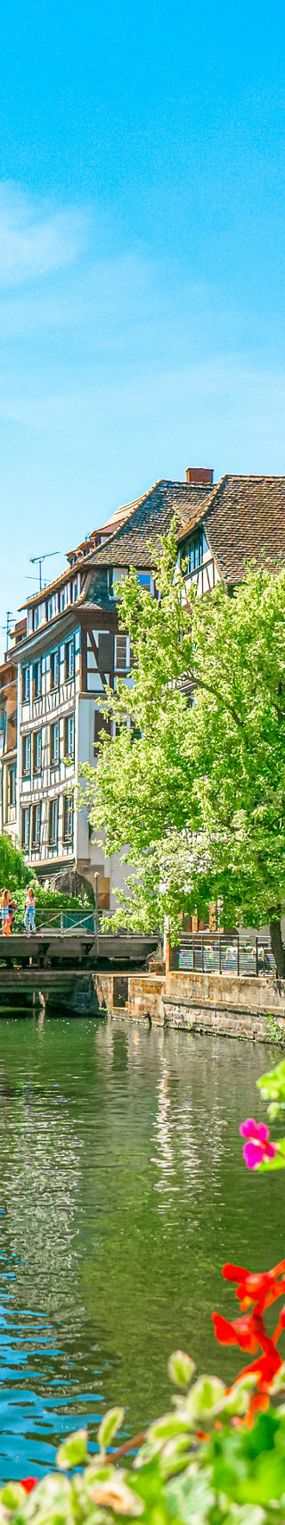 Scenic canal view in Strasbourg, France